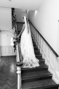 Nathan & Krystal — black and white wedding portrait, South Wales